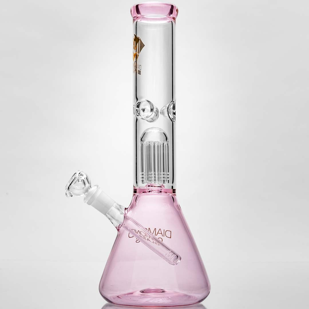 Diamond Glass Pink 8-Arm Beaker Bong