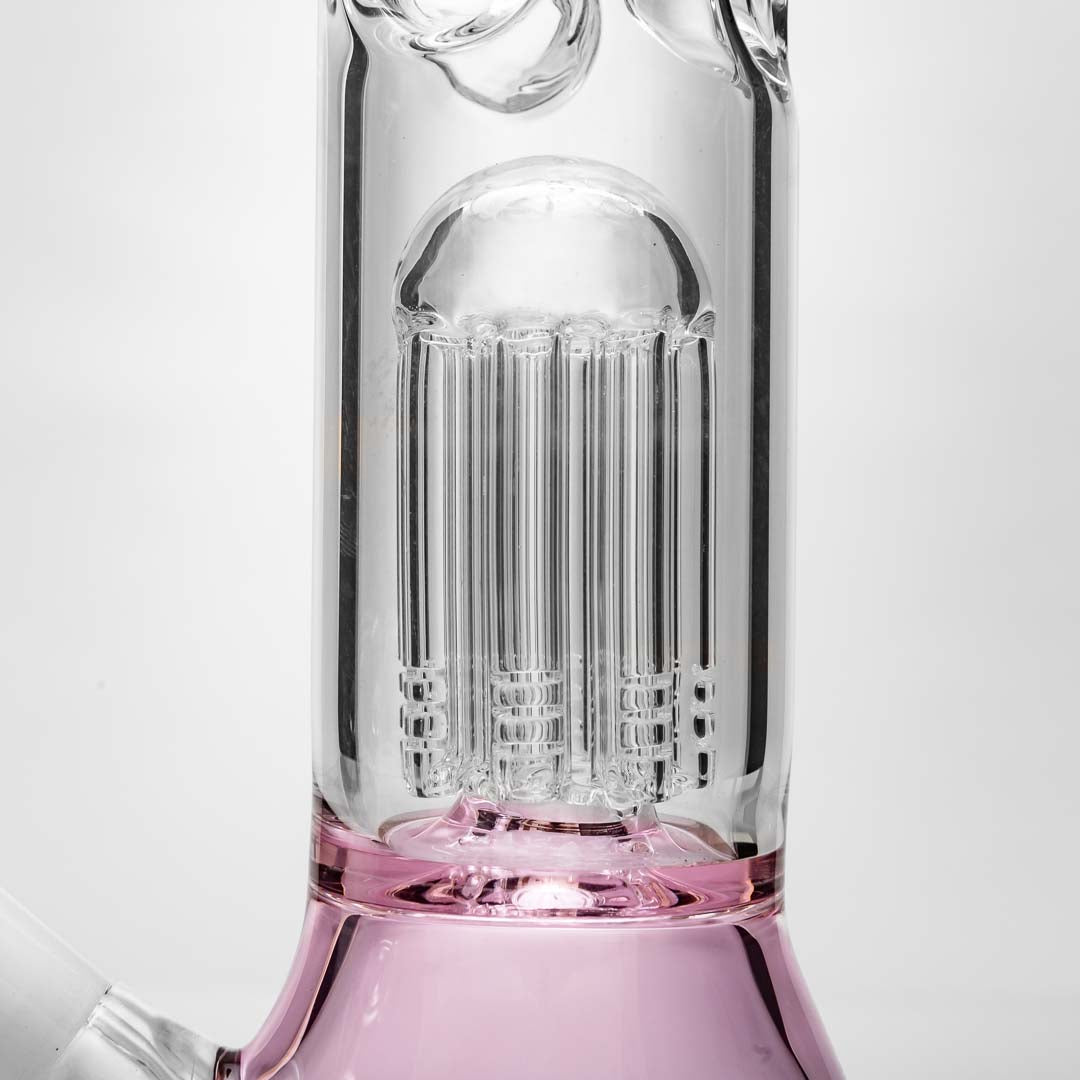 Diamond Glass Pink 8-Arm Beaker Bong