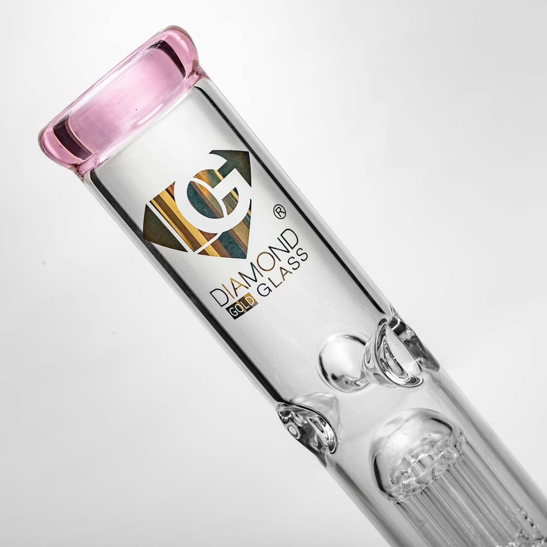 Diamond Glass Pink 8-Arm Beaker Bong