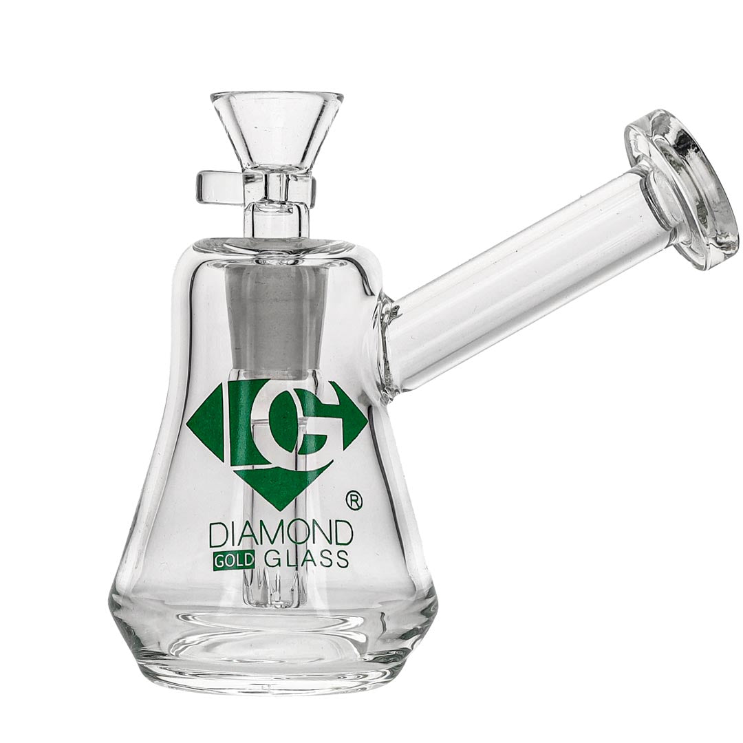 Diamond Glass Mini Bubbler Bongs with Green Logo
