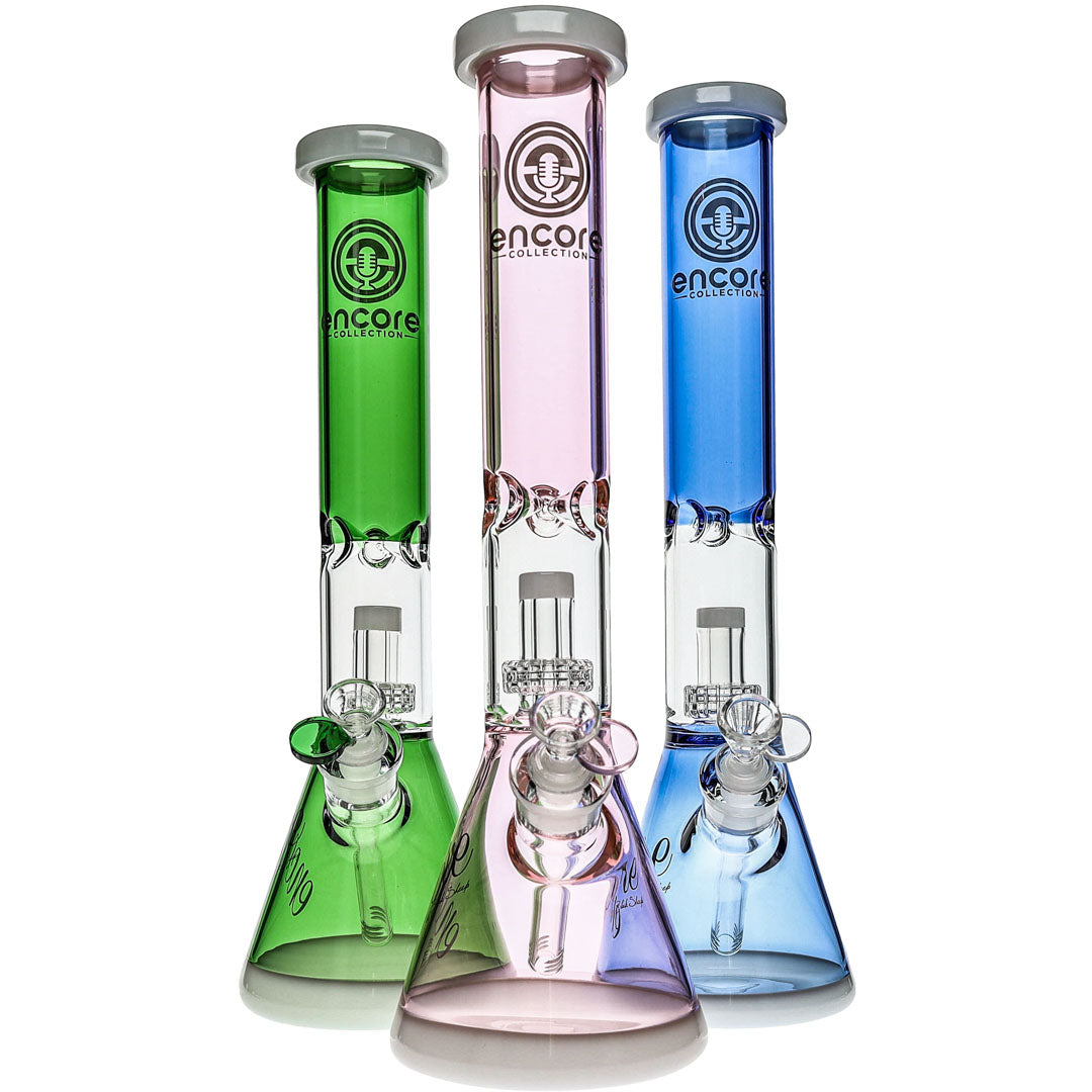 Cheap Affordable Encore Glass Showerhead Beaker Bongs