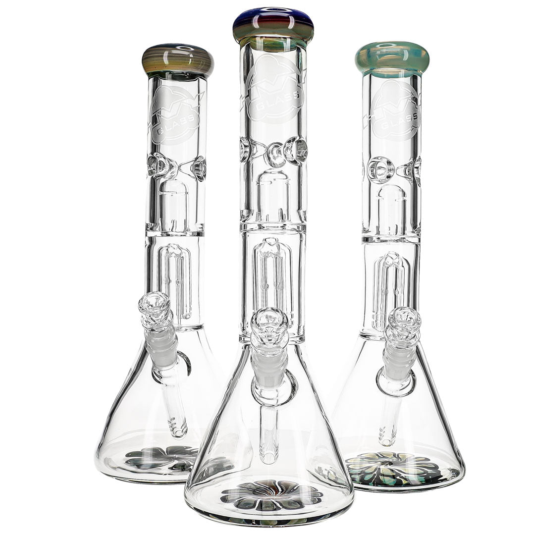 9mm 4-Arm Beaker Bongs - HVY Glass