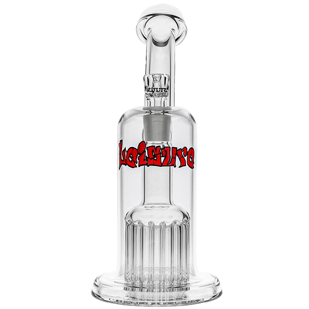 Leisure Glass 16-Arm Bubbler Bong with Red and Black logo