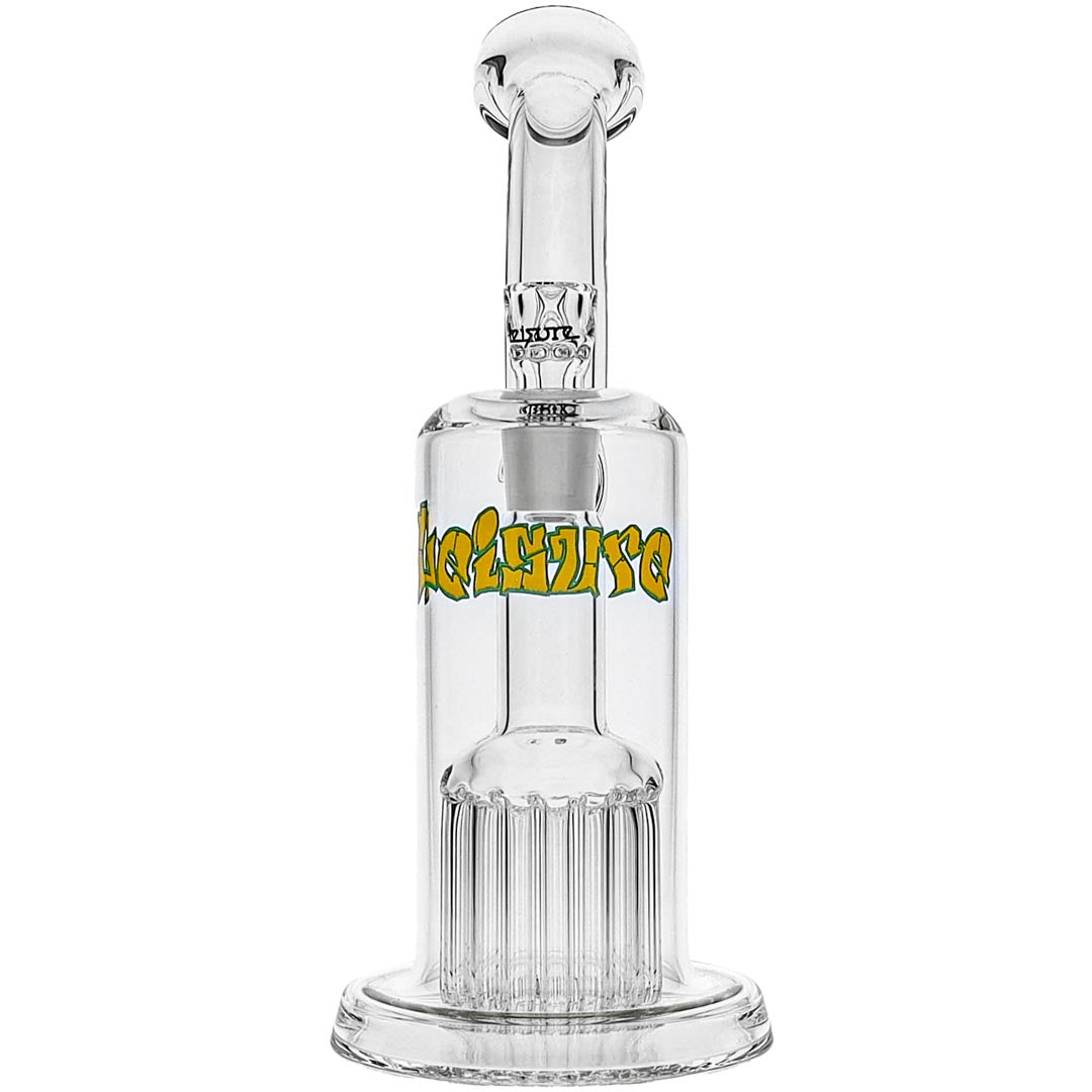 Leisure Glass 16-Arm Bubbler Bong with Yellow and Green Logo