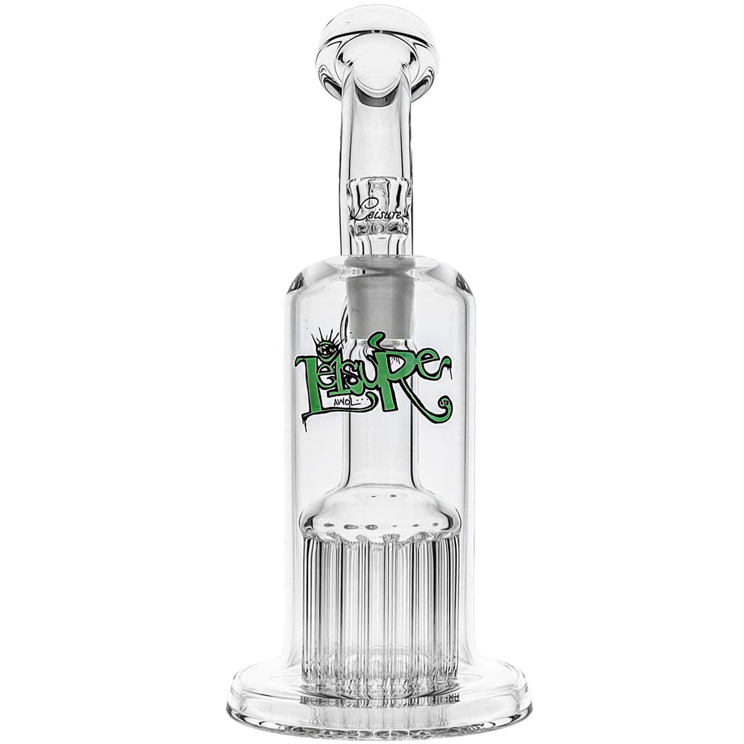 Leisure Glass 16-Arm Bubbler Bong with Green Logo