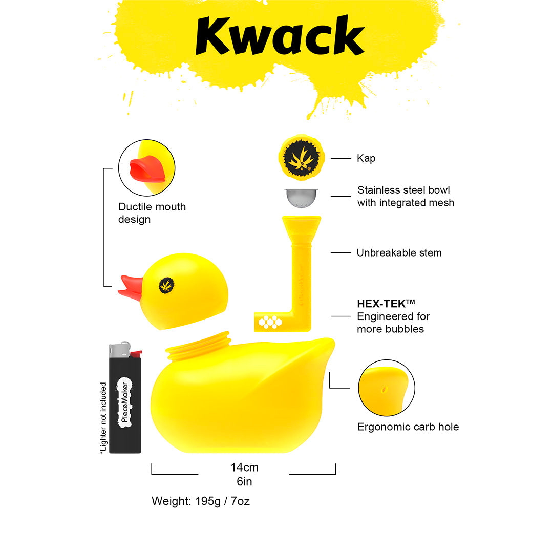 Piecemaker Gear Kwack Silicone Duck Bong Dimensions