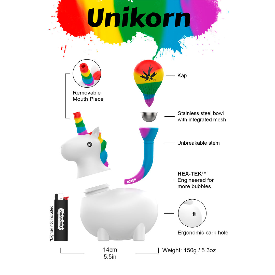 Piecemaker Gear Unikorn Silicone Bong Dimensions