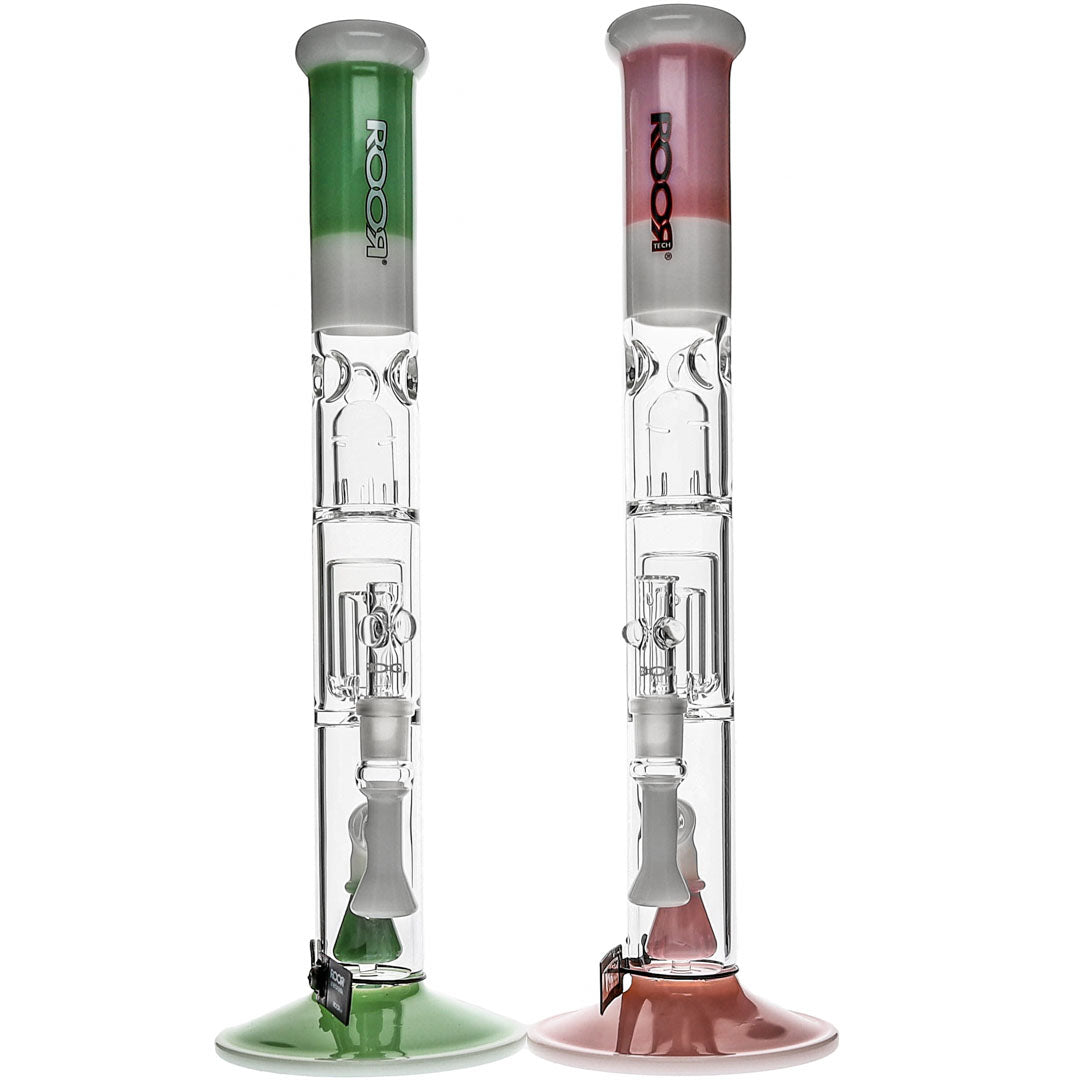 Colored Barrel Perc Straight Bongs by RooR Tech Glass