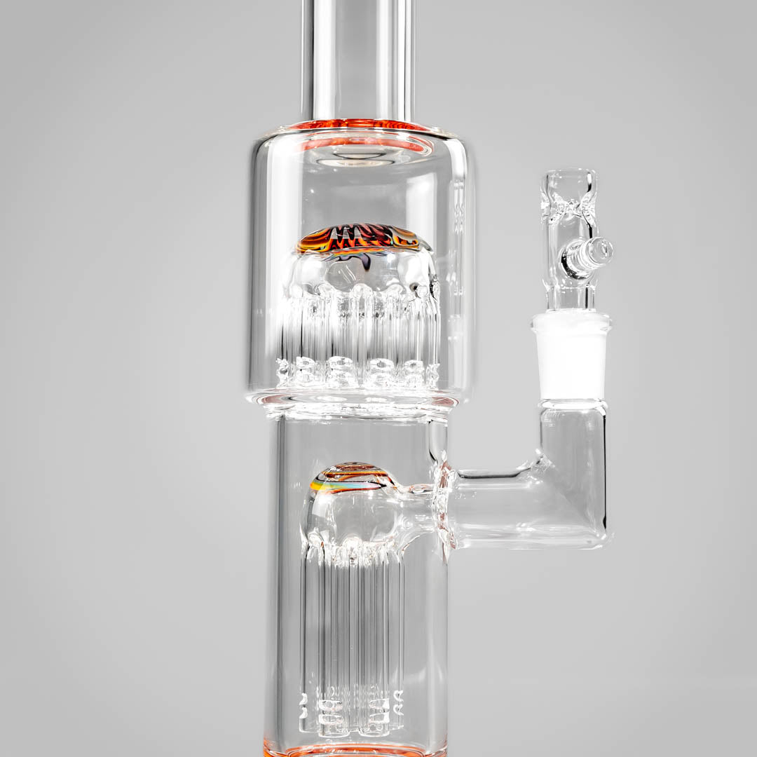 Mini 7 to 13-Arm Bong with Worked Caps by Toro Glass