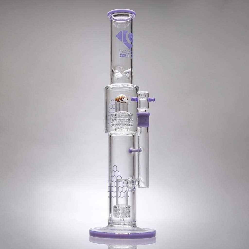 Diamond Glass Purple Double Shower head Bong