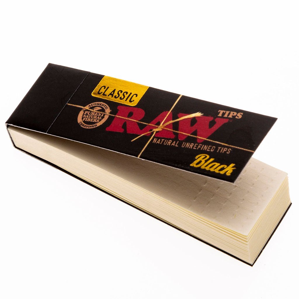RAW Papers - Classic Black Rolling Tips - Aqua Lab Technologies