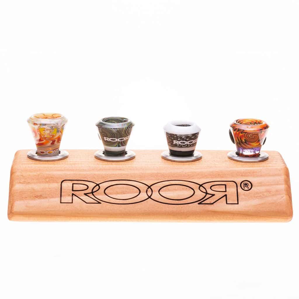 RooR Glass - 4-Hole Wood Bowl Holders - Aqua Lab Technologies