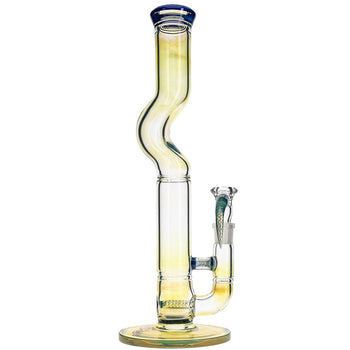 Fumed Bent Neck Gridded Stemline Bong by Apix Design