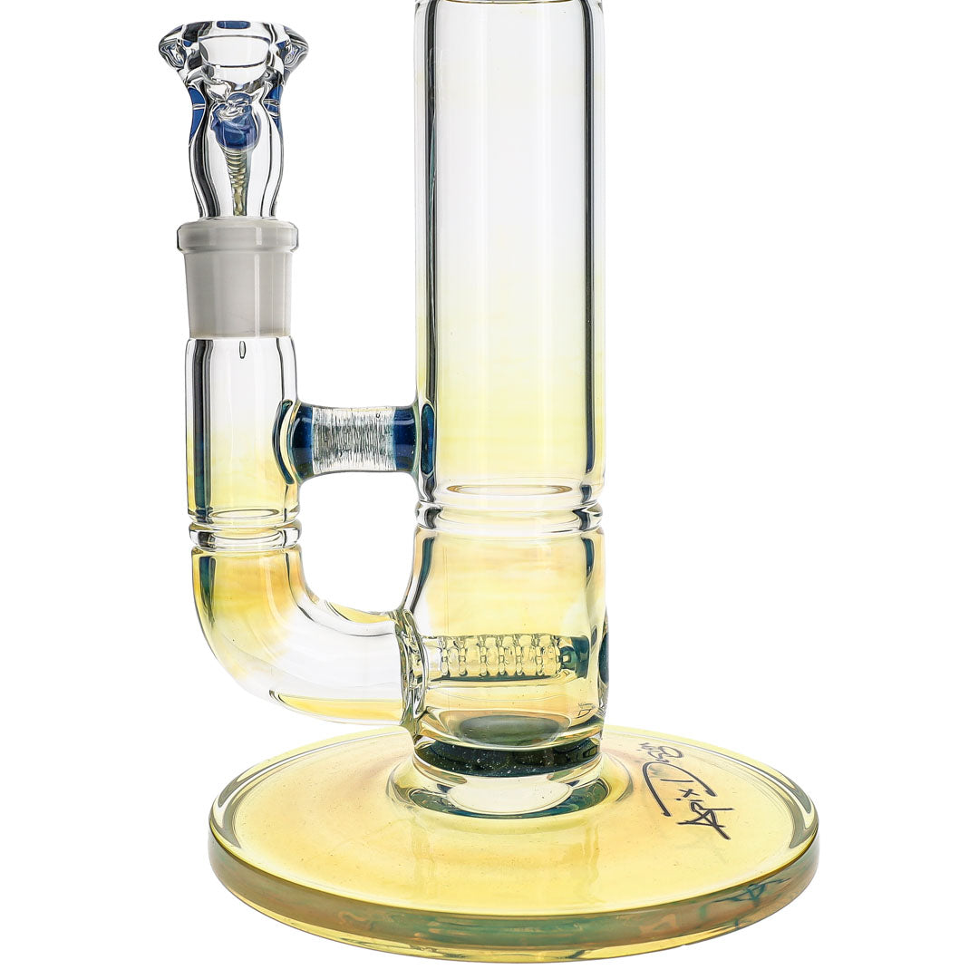 Fumed Bent Neck Gridded Stemline Bong by Apix Design