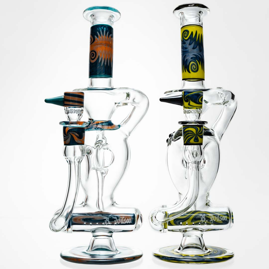 B. Wilson Glass Colored Inline Recycler Bongs