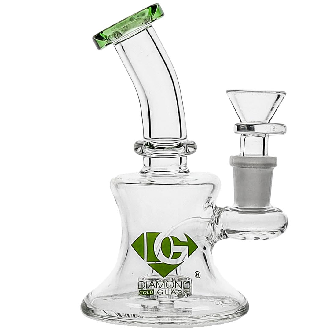 Diamond Glass Mini Showerhead Bubbler Bong in Green