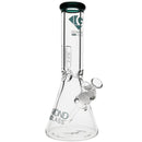 Diamond Glass 9mm Thick Beaker Bong with Teal logo