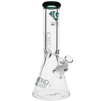Diamond Glass 9mm Thick Beaker Bong with Teal logo