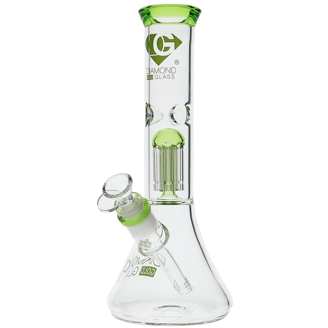 Diamond Glass Mansion 6 Arm Beaker Bongs in Bright Green