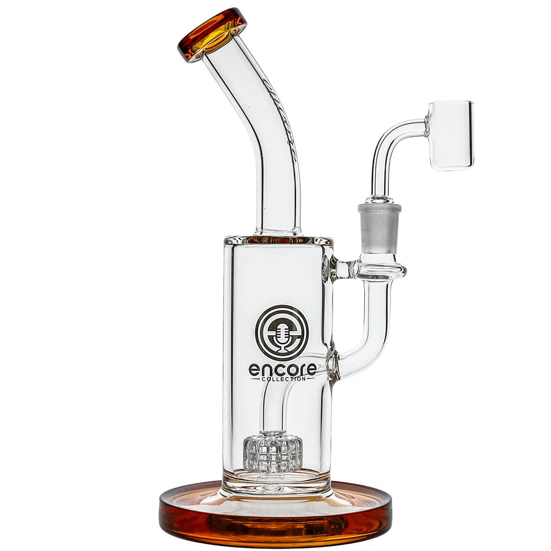 Encore Glass Fixed Mini Barrel Perc Dab Rig in Amber