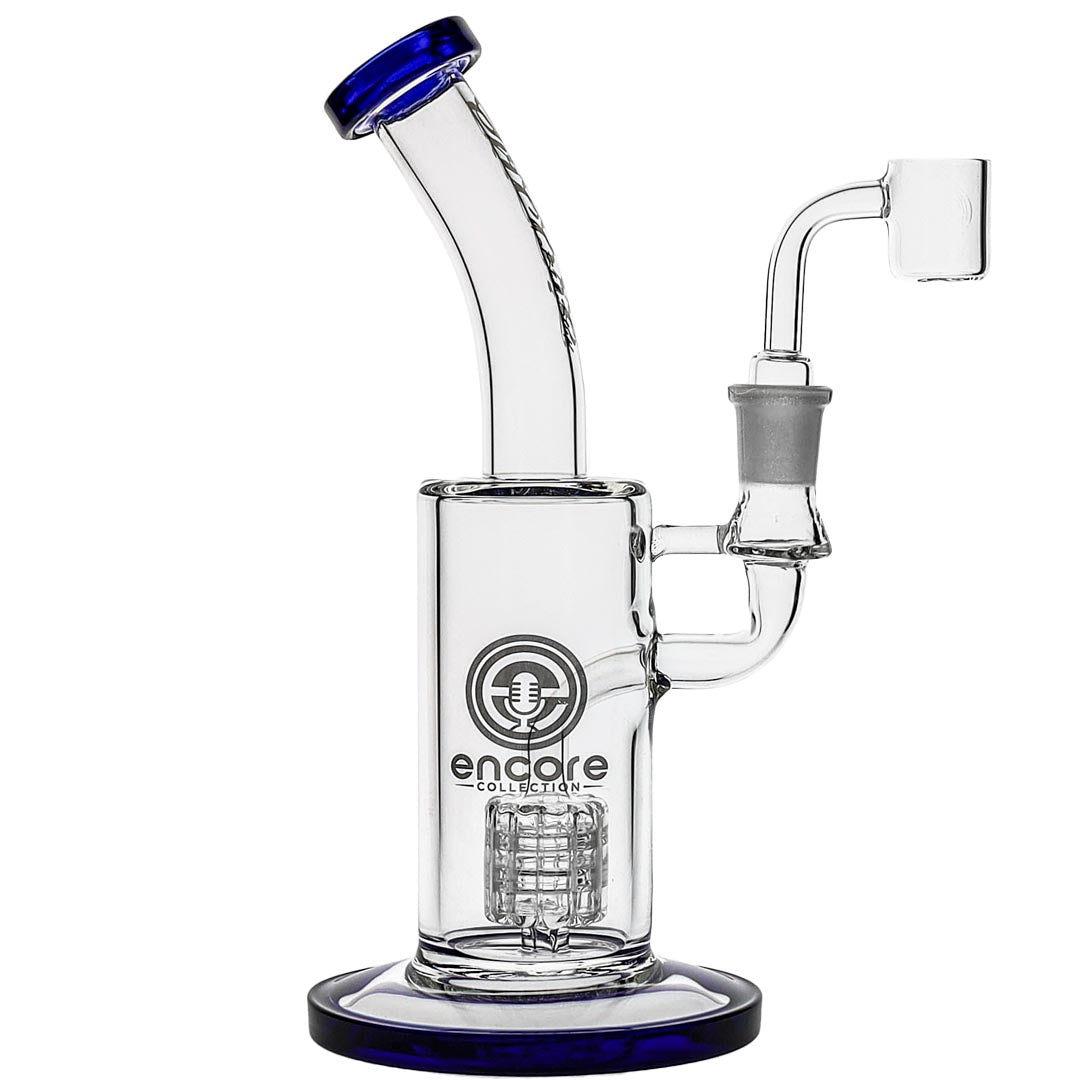 Encore Glass Fixed Mini Barrel Perc Dab Rig in Blue