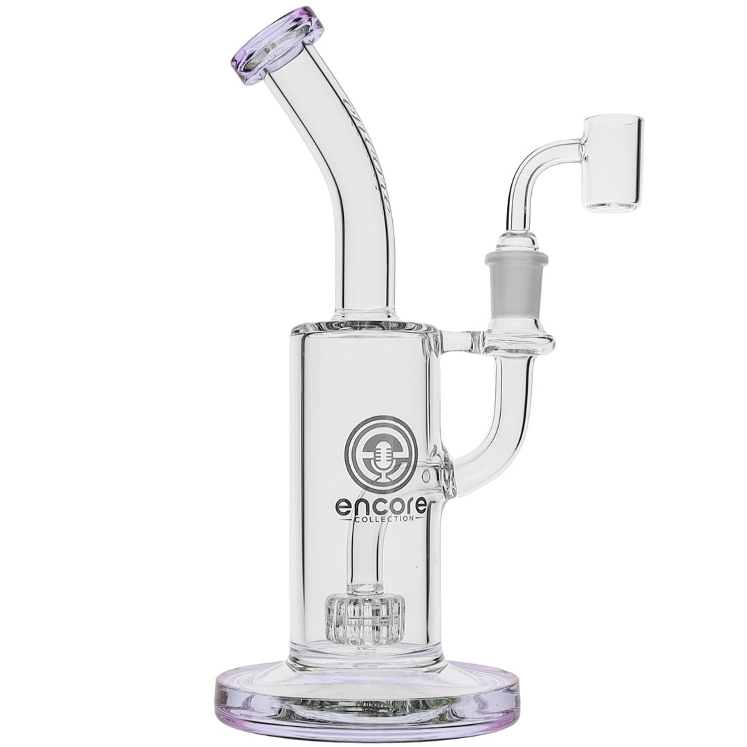Encore Glass Fixed Mini Barrel Perc Dab Rig with Purple accents