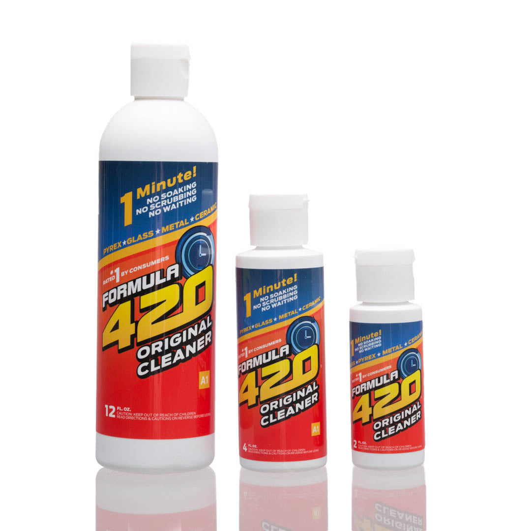 Formula 420 Perfect Pair : Glass Metal Ceramic Pipe Cleaner 12 Oz. 3 Pack &  1 Bottle Soak-N-Rinse 16oz (4 bottles total)