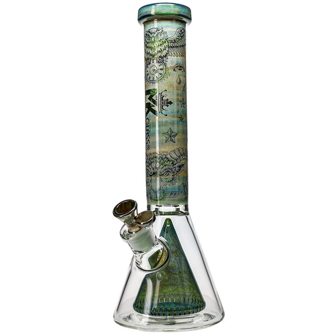 Electroplated Engraved Pyramid Beaker Bong from MK100 Glass