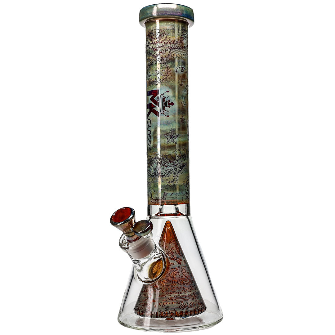 Electroplated Engraved Pyramid Beaker Bong from MK100 Glass