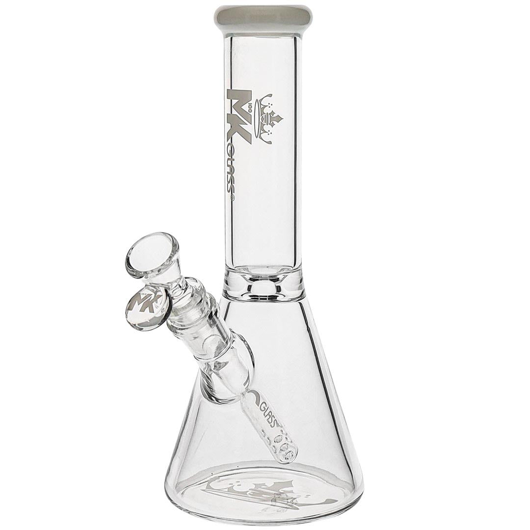 MK100 Glass 10-inch 7mm Mini Beaker Bong in White