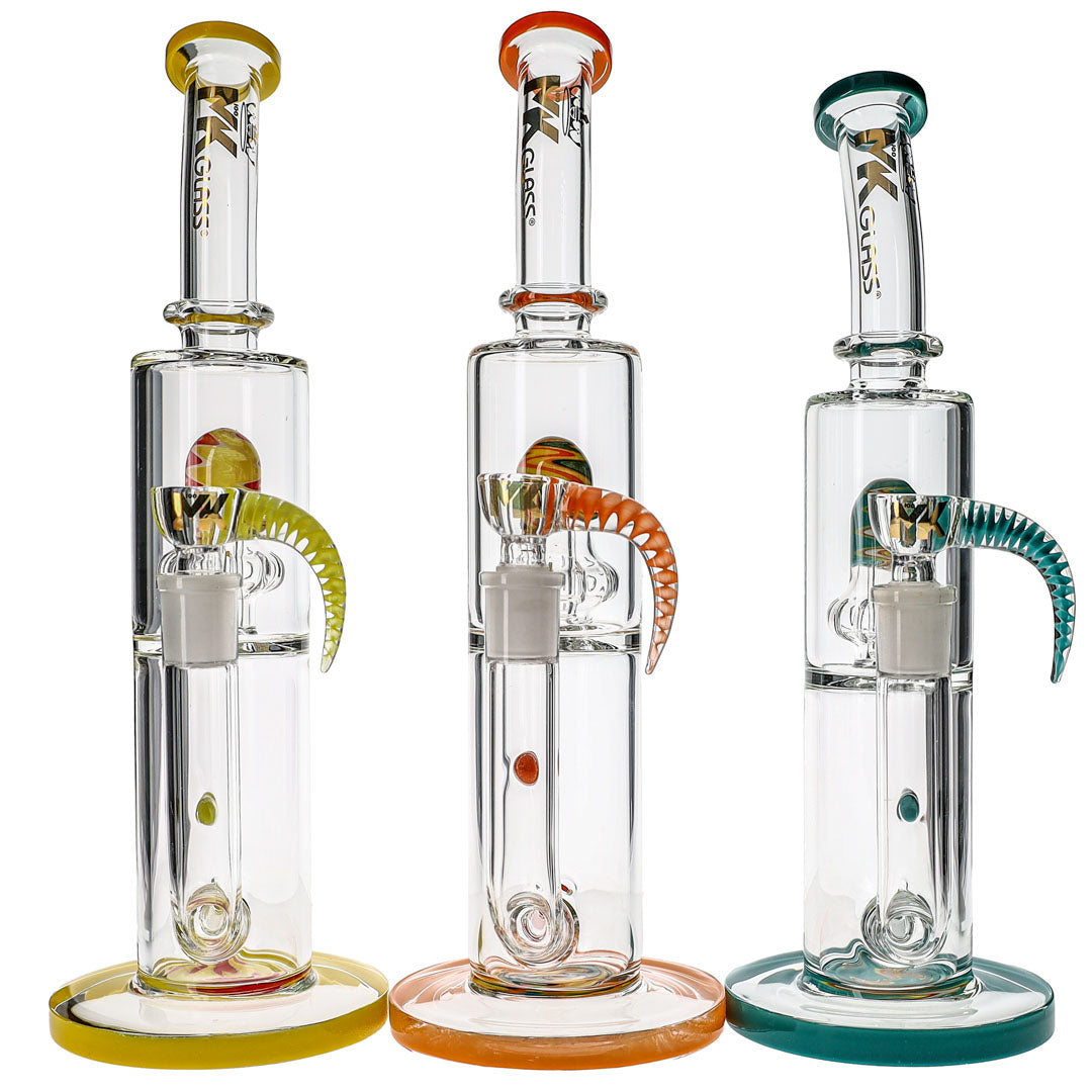 MK100 Glass Dual Perc Wigwag Wave Bong