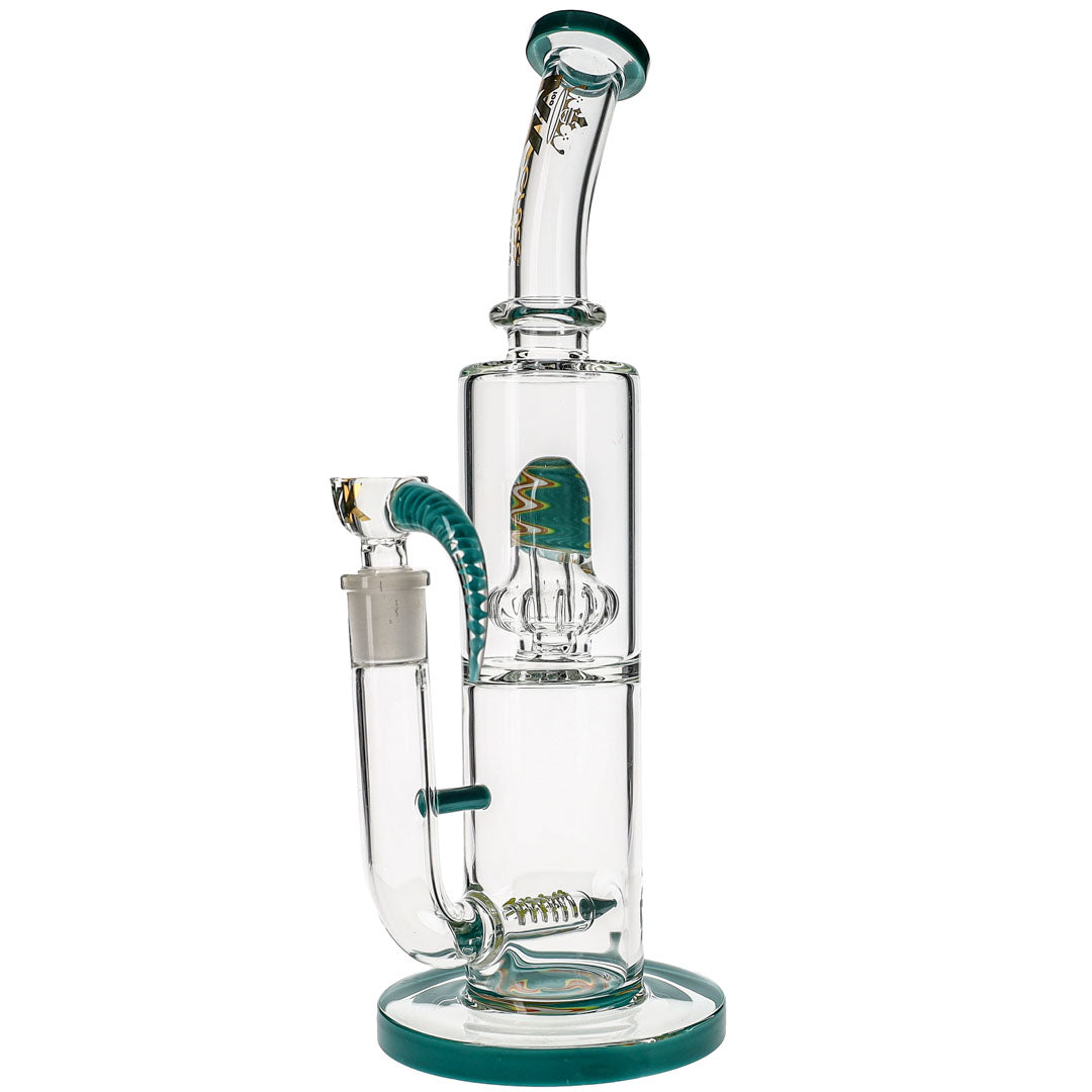 MK100 Glass Dual Perc Wigwag Wave Bong