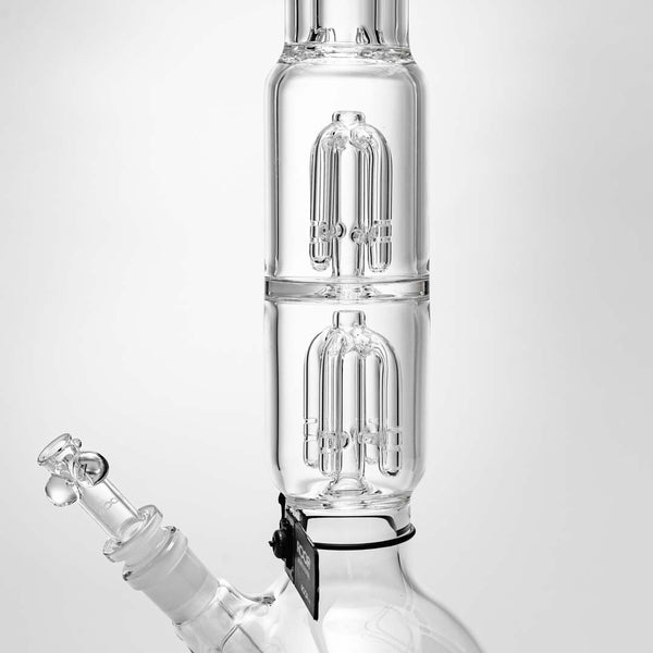 Black Leaf Glass Straight Double 10-Arm Tree Percolator Ice Bong