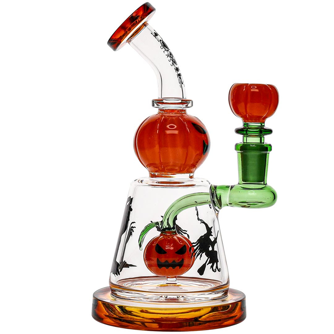Toxic Glass Halloween Pumpkin Dab Rig Left Side View