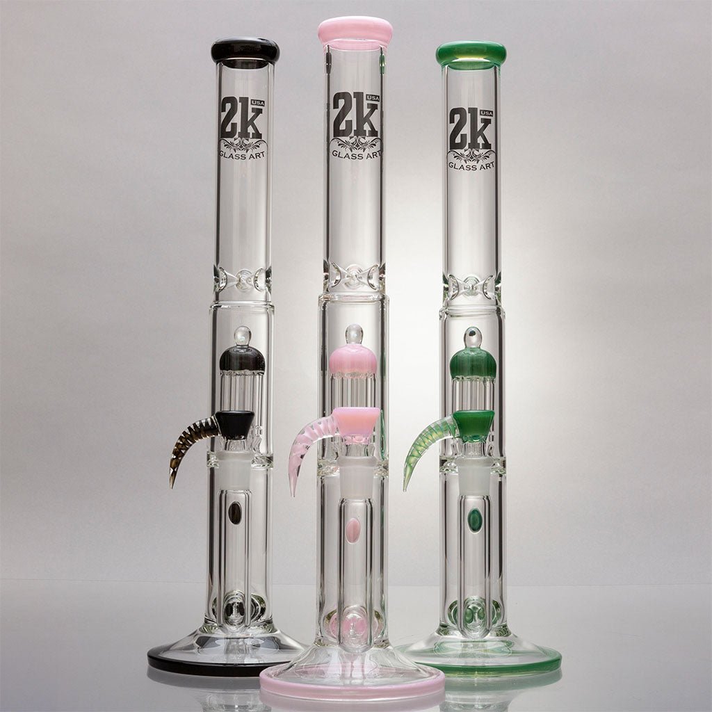 AFM Double Perc Water Pipe  Smooth Quality Glass Straight Tube