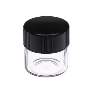 Five Glass Dab Containers with Black Lids - 1 1/3 Dram