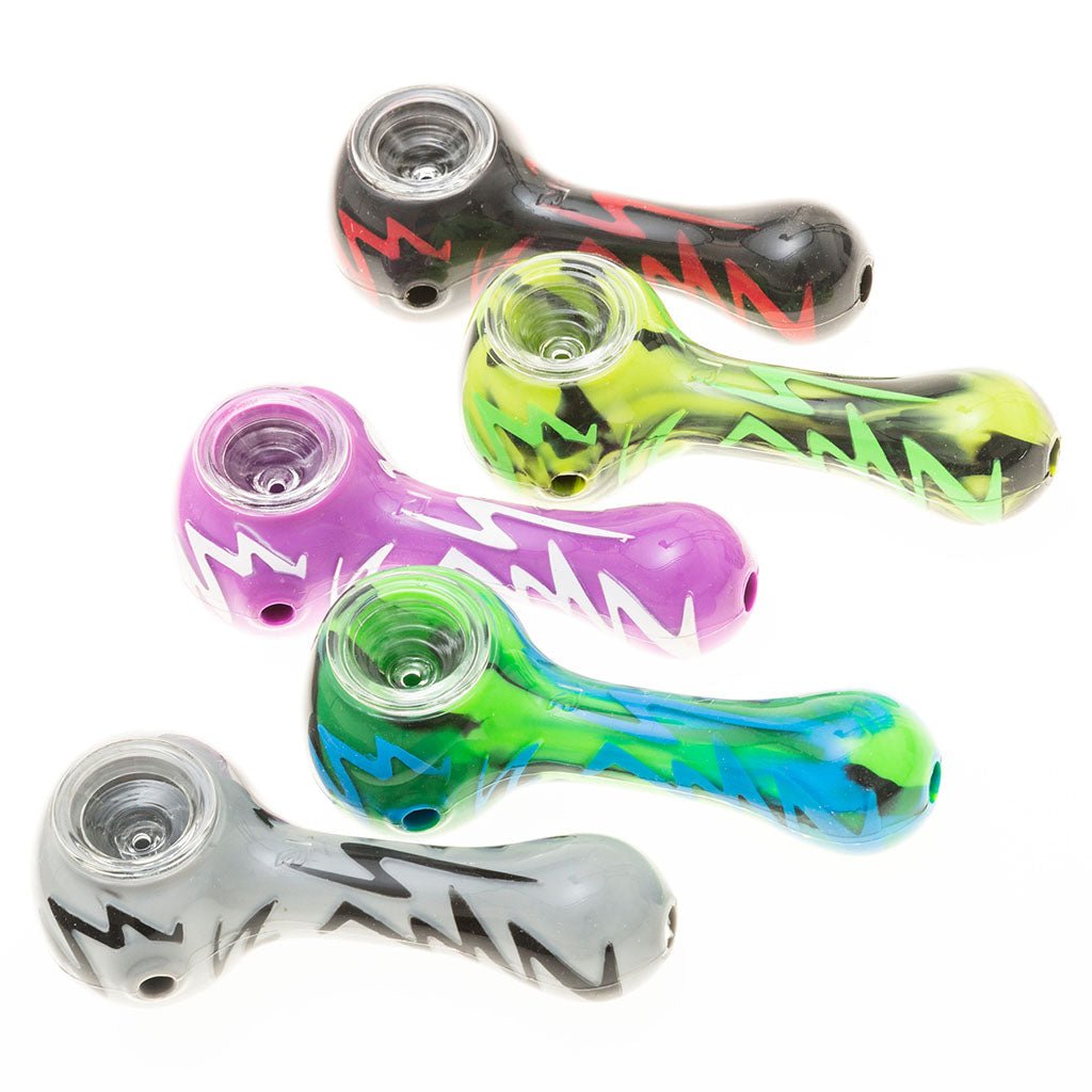 HerbMate Glass Smoking Spoon Pipe With Grinder & Filer Compact