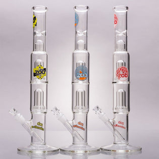 ZOB Glass Double UFO Perc Straight Bongs